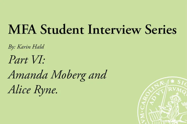 Green background with black text. Photo. 